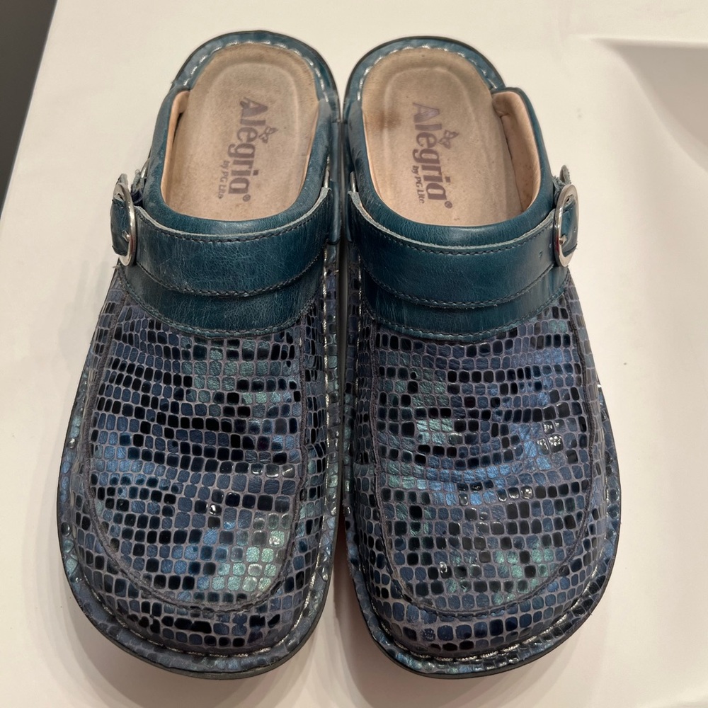 Algeria Seville blue stone mules, size 39